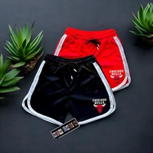Risil-Nu Company Yeni Sezon Interlok Kumaş Yazlık Spor 2'li Şort Kırmızı Siyah