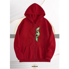 Risil-Nu Company Yeni Sezon Tam Fermuarlı Pamuklu Içi Şardonlu "baby Yoda" Baskılı Kapüşonlu Cepli Sweat Ceket