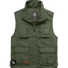 Sanalbolluk Içi Peluşlu Haki Renk Outdoor Kışlık Yelek