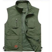 Sanalbolluk Içi Fileli Haki Renk Outdoor Yazlık Yelek