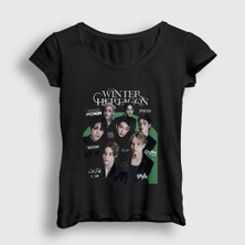 Presmono Kadın Siyah Winter Heptagon K-Pop Got7 T-Shirt