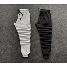 Risil-Nu Company Unisex Kışlık Şardonlu Kalın Gri-Siyah Eşofman Altı 2'li