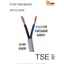 İNWATT 2x1.5 Ttr Kablo %100 Tam Bakır Tse'i Kablo - Beyaz (100 Metre Fiyatıdır)