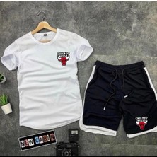 Risil-Nu Company Yeni Sezon Trend Bulls Baskılı Slim Fit Oval Kesim Tshirt- Polyester Interlok Kumaş Şort 2'li