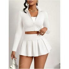 Risil-Nu Company Kadın Siyah Küloş Şort Etek Esnek Kloş Pileli Şortlu