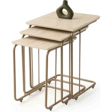 C Zigon Sehpa Sidon Desen Cappucino Iskelet 3'lü Set