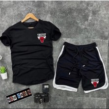 Risil-Nu Company Yeni Sezon Trend Bulls Baskılı Slim Fit Oval Kesim Tshirt- Polyester Interlok Kumaş Şort 2'li