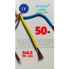 İNWATT 50 Metre 3x2.5mm² Çok Damarlı Ttr | Cca Topraklı Kablo | Amezay Cable