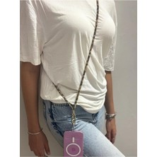 Boncukcu Abla Leopar Desenli Telefon Çapraz Boyun Askısı, 130 Cm, Kahverengi Renkli.