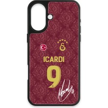 iPhone 16 Uyumlu Galatasaray Mauro Icardi 3. Forma Imzalı Cam Lisanslı Telefon Kılıfı