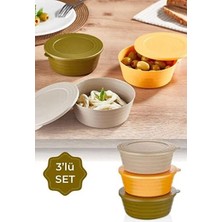 Sween Home 3 Lü Renkli Kapaklı Saklama Kabı 350 ml