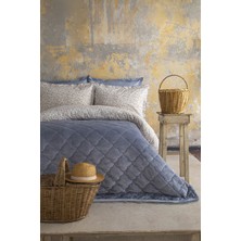 Apricitas Home Miracle Mavi Çift Kişilik Kadife Dört Mevsim Set