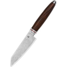 Qsp Mutfak Bıçağı | Kiritsuke | Çöl Demiri Ahşap Sap | Damascus Çelik | Mulan Serisi Soyma Bıçağı | QS-KK-005B