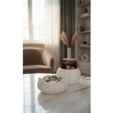 Safir Design 2'li El Yapımı Dekoratif Kase Seti - Lotus Çiçeği ve Modern Küre Tasarım Kase Seti