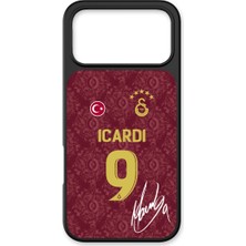 iPhone 17 Pro Uyumlu Galatasaray Mauro Icardi 3. Forma Imzalı Cam Lisanslı Telefon Kılıfı