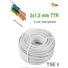 İNWATT 3x1.5 Ttr Topraklı Kablo %100 Tam Bakır Tse'i Kablo-Beyaz (1 Metre Fiyatıdır)