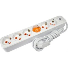 İNWATT 6'lı Ara Kablo Anahtarlı Topraklı Grup Priz 5mt