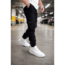 Lorda Giyim Erkek Pantalon Liktalı Kargo Cepli Yuksek Bel Fermuarlı Lastik Paça