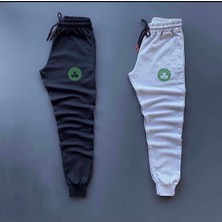 Risil-Nu Company Unisex Gri-Siyah Slim Fit Dijital Baskılı Kışlık Pamuklu Eşofman Altı 2'li