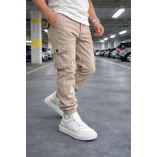 Lorda Giyim Erkek Pantalon Liktalı Kargo Cepli Yuksek Bel Fermuarlı Lastik Paça