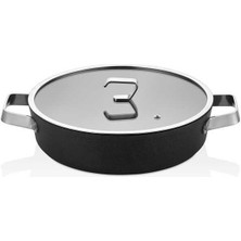 Oms 3370 Durastone Peek Çizilmez 24 cm Karnıyarık Tencere Siyah