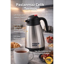 Febros Termos Paslanmaz Çelik 2 Lt Vakum Yalıtımlı Sürahi Termos Sıcak Soğuk Tutucu Damlatmaz Kapak