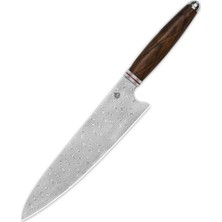 Qsp Mutfak Bıçağı | Gyuto | Çöl Demiri Ahşap Sap | Damascus Çelik | Mulan Serisi Şef Bıçağı | QS-KK-003B
