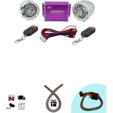 GMS Motosiklet Bluetooth'lu Mp3 Çalar + Alarm Nikel (+Buji Kablosu Kılıfı)