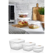 Sween Home 3 Lü Prizma Akıllı Kapaklı Mikrodalga Uyumlu Saklama Kabı 2.20 - 1.20 -0.75 Lt