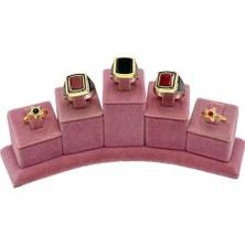 Sezgin Kutu ve Aksesuar 5 Li Grup Yüzük Standı Oval Süet Pembe