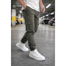 Lorda Giyim Erkek Pantalon Liktalı Kargo Cepli Yuksek Bel Fermuarlı Lastik Paça