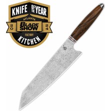 Qsp Mutfak Bıçağı | Kiritsuke | Çöl Demiri Ahşap Sap | Damascus Çelik |  Mulan Serisi Şef Bıçağı | QS-KK-004B