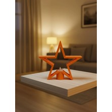 Shoplet Buğz Turuncu Yıldız Mumluk Loş Işık Salon Dekoru