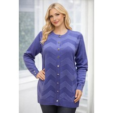 Stilmony Kadın Zarif Şık Model Zigzag Desenli Düğmeli Standart Merserize Genç Hırka