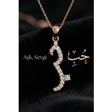 Erdobia 925 Ayar Zirkon Taşlı Rose Hub (Aşk) Yazılı Gümüş Kolye