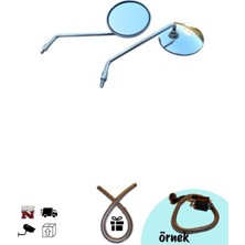 GMS Cup Scooter Motosiklet Nikel Yuvarlak Ayna Takımı 8 mm (+Buji Kablo Kılıfı)