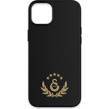 iPhone 15 Uyumlu Galatasaray 5 Yıldız Gold Arma Deri Magsafe Lisanslı Telefon Kılıfı