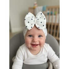 Laria Küçük Kalp Baskılı Fiyonklu Bebek Çift Kat Bone