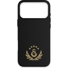 iPhone 17 Pro Uyumlu Galatasaray 5 Yıldız Gold Arma Deri Magsafe Lisanslı Telefon Kılıfı