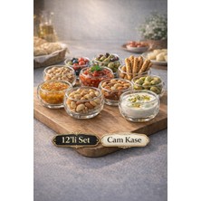 Berdina Home 12LI Çift Cidarlı Kase Mini Seti Lokumluk Sosluk Reçellik Drajelik Mini Servis Cam Kase Seti