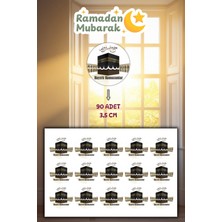 Birikiyedi 90 Adet Hayırlı Ramazanlar Etiketi Yuvarlak Yapışkanlı Etiket Sticker 3,5 cm