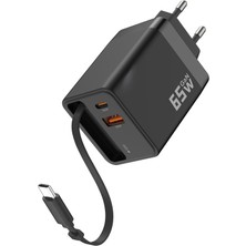 Nubia Red Magic 9 Pro Uyumlu 65W Gan Hızlı Şarj Adaptörü Type-C Kablolu Çoklu Hızlı Şarj Aleti