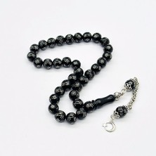 Tesbih Pasajı Gümüş Işlemeli Misket Kesim Gürcistan Oltu Taşı Tesbih