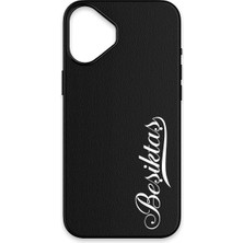 iPhone 16 Uyumlu Beşiktaş El Yazı Deri Magsafe Lisanslı Telefon Kılıfı