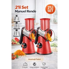 Berdina Home 2li Vegetable Grinder Eko Dilimleyici Kollu Rende Öğütücü 3 Çelik Bıçaklı Sebze Doğrayıcı Mutfak Robotu