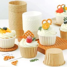 Tasarım Evi 20 Adet Kraft Muffin Cupcake Kalıbı Kek Kapsülü Naturel Kek Kalıbı Safari Konsept Airfryer Uyumlu