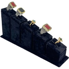 Sezgin Kutu ve Aksesuar 5 Li Grup Yüzük Yatay Süet Siyah