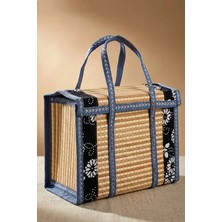 Berdina Home Stil Modern Piknik Dokuma Sepet Hasır Saklama Çantası Kapaklı Bambu Örgülü Sepet Organizer