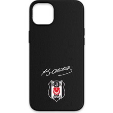 Belirtilmemiş iPhone 14 Uyumlu Beşiktaş Arma Atatürk Imza Deri Magsafe Lisanslı Telefon Kılıfı