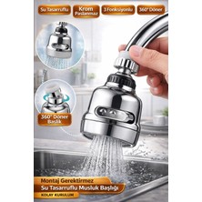 Shoplet Buğz Krom 3 Fonksiyonlu 360° Döner Su Tasarruflu Musluk Başlığı Sıçrama Önleyici Batarya Ucu